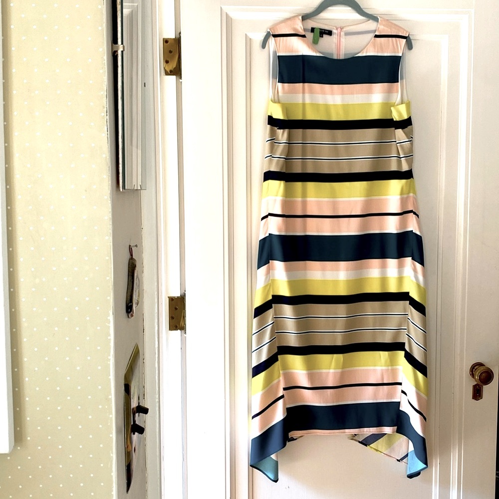DISCOUNTED!! Lafayette 148 Romona sleeveless meringue-striped long tech dress